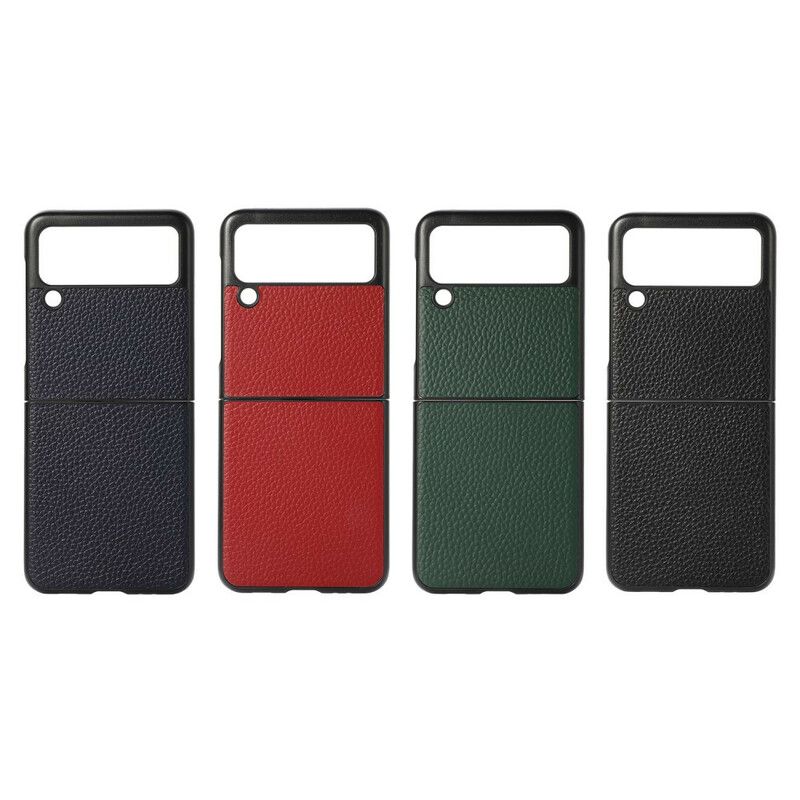 Case Hoesje Samsung Galaxy Z Flip 3 5g Telefoonhoesje Echt Leer Litchi Kleur