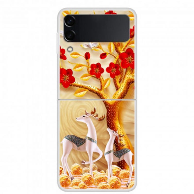 Case Hoesje Samsung Galaxy Z Flip 3 5g Telefoonhoesje Gouden Boom