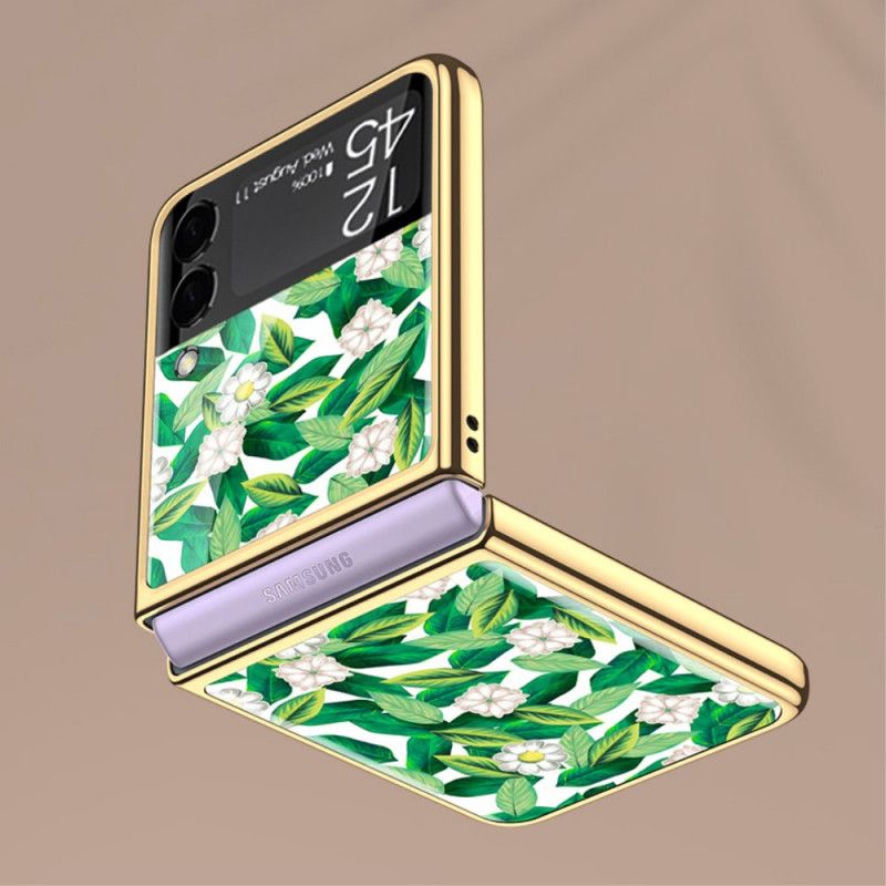 Cover Hoesje Samsung Galaxy Z Flip 3 5g Telefoonhoesje Gehard Glas Bloemen Gkk