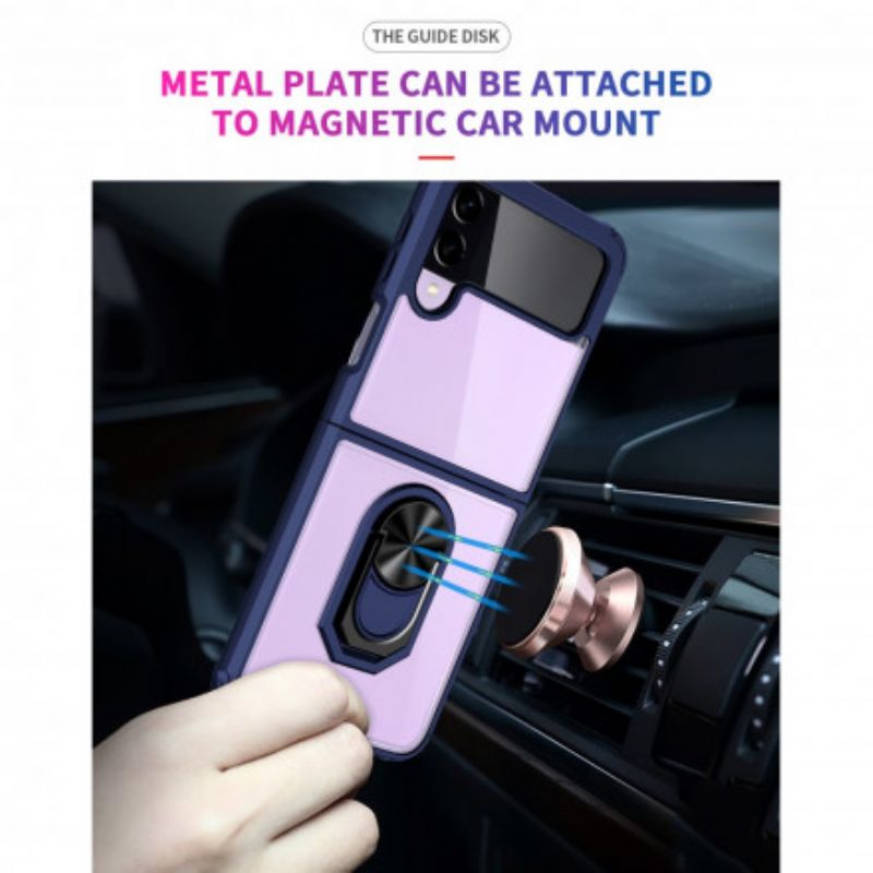 Cover Hoesje Samsung Galaxy Z Flip 3 5g Telefoonhoesje Transparante Metalen Ring
