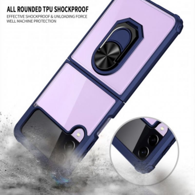 Cover Hoesje Samsung Galaxy Z Flip 3 5g Telefoonhoesje Transparante Metalen Ring