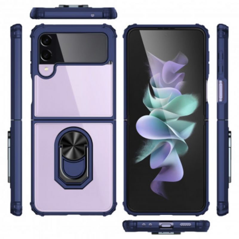 Cover Hoesje Samsung Galaxy Z Flip 3 5g Telefoonhoesje Transparante Metalen Ring