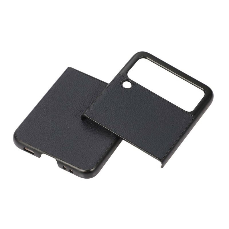 Hoesje Samsung Galaxy Z Flip 3 5g Echt Litchi Leer Bescherming Hoesje