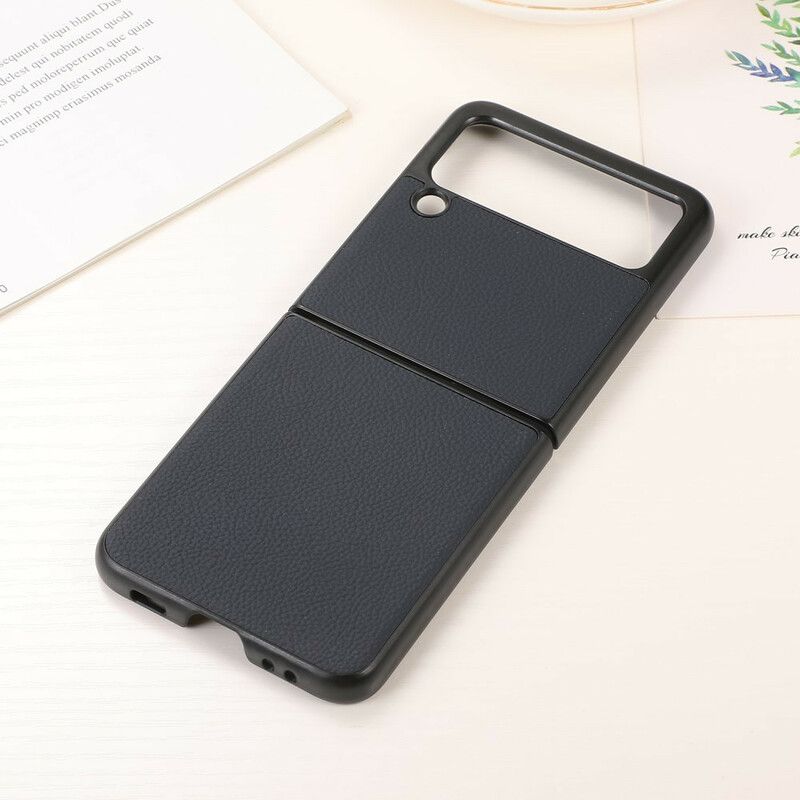Hoesje Samsung Galaxy Z Flip 3 5g Echt Litchi Leer Bescherming Hoesje