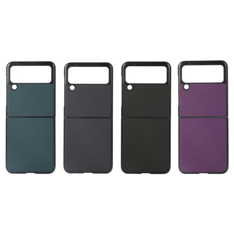 Hoesje Samsung Galaxy Z Flip 3 5g Echt Litchi Leer Bescherming Hoesje