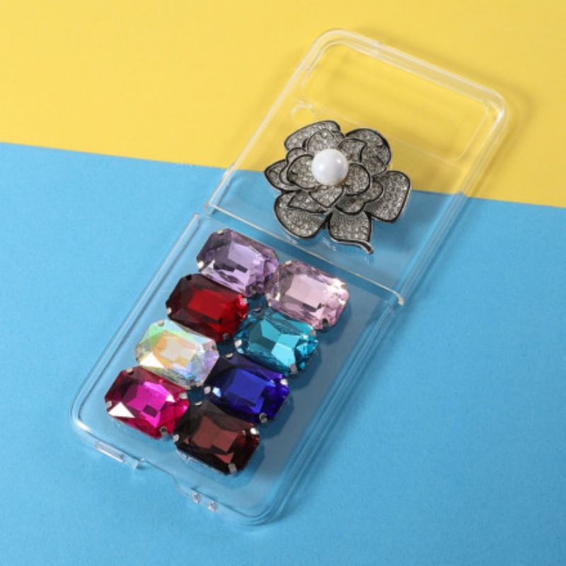 Hoesje Samsung Galaxy Z Flip 3 5g Edelstenen Bloemen Bescherming Hoesje