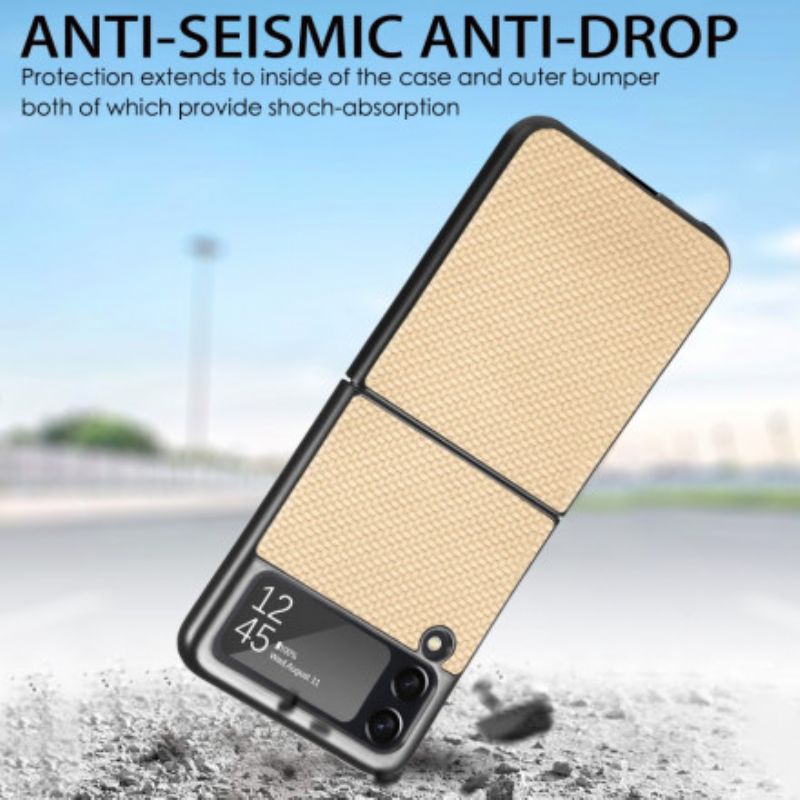 Hoesje Samsung Galaxy Z Flip 3 5g Getextureerde Koolstofvezel Bescherming Hoesje