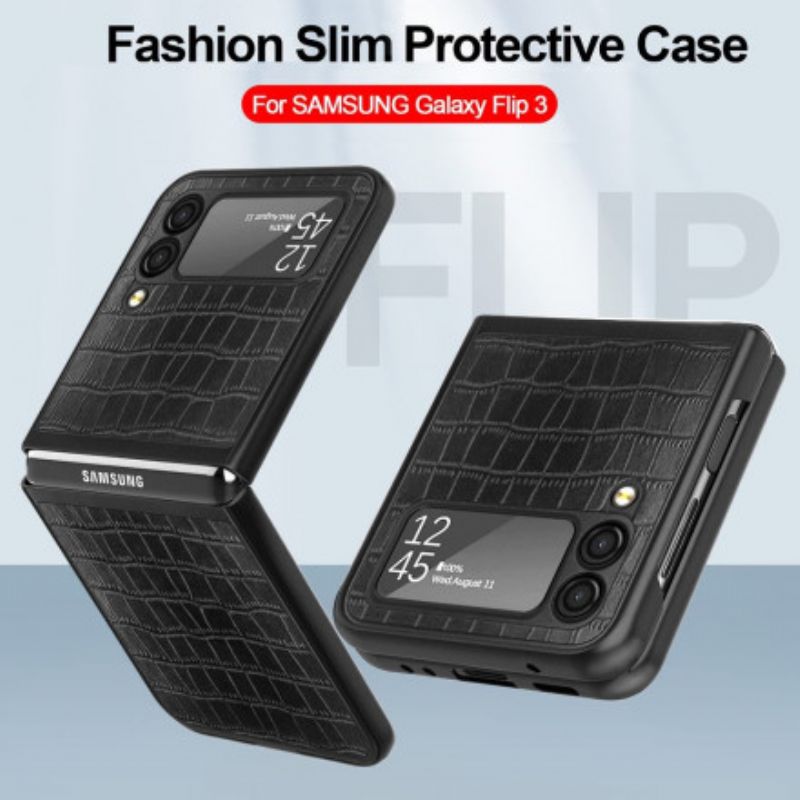 Hoesje Samsung Galaxy Z Flip 3 5g Krokodillenleer Stijl