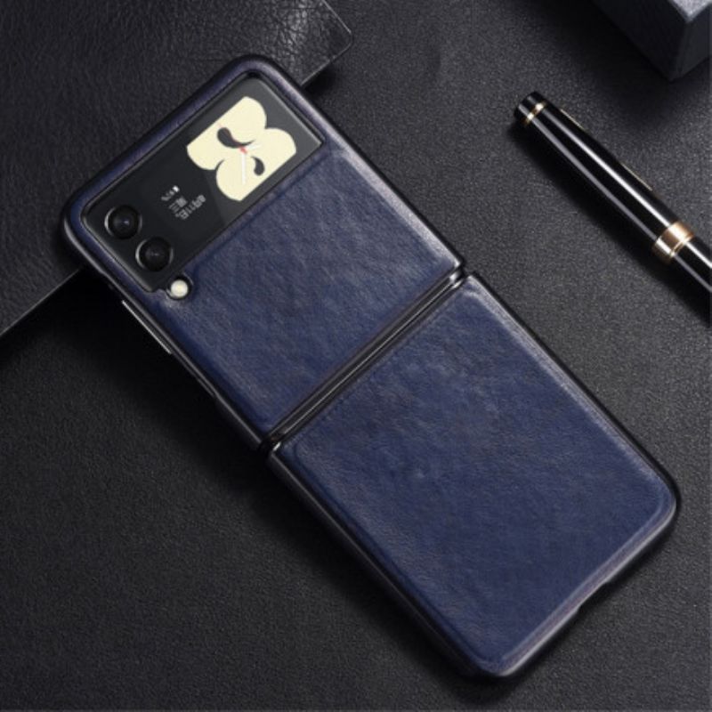 Hoesje Samsung Galaxy Z Flip 3 5g Stiksels Met Leereffect