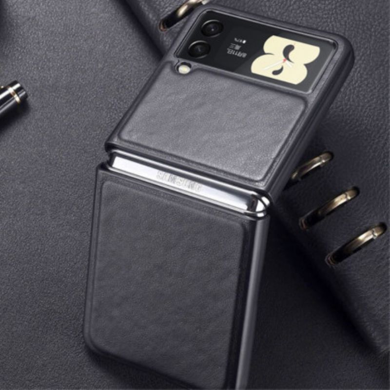 Hoesje Samsung Galaxy Z Flip 3 5g Stiksels Met Leereffect