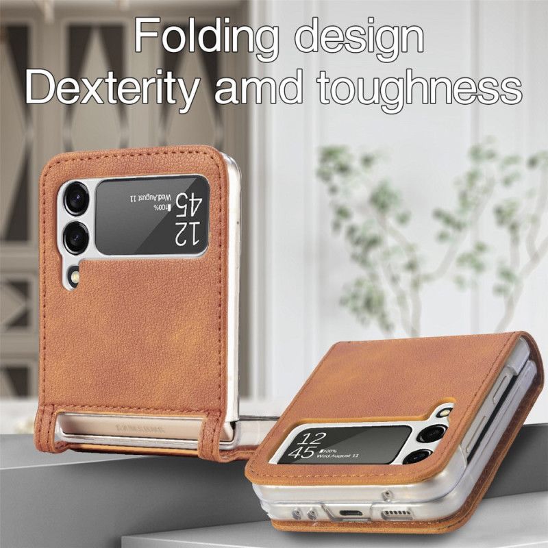 Hoesje Voor Samsung Galaxy Z Flip 3 5g Kaarthouder Met Leerstructuur