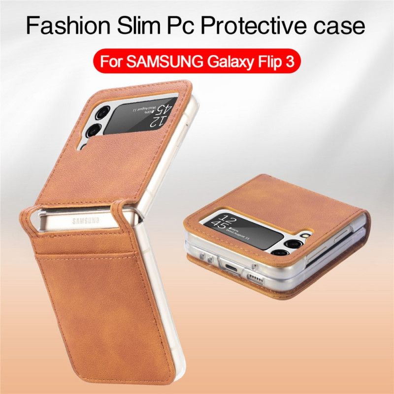Hoesje Voor Samsung Galaxy Z Flip 3 5g Kaarthouder Met Leerstructuur