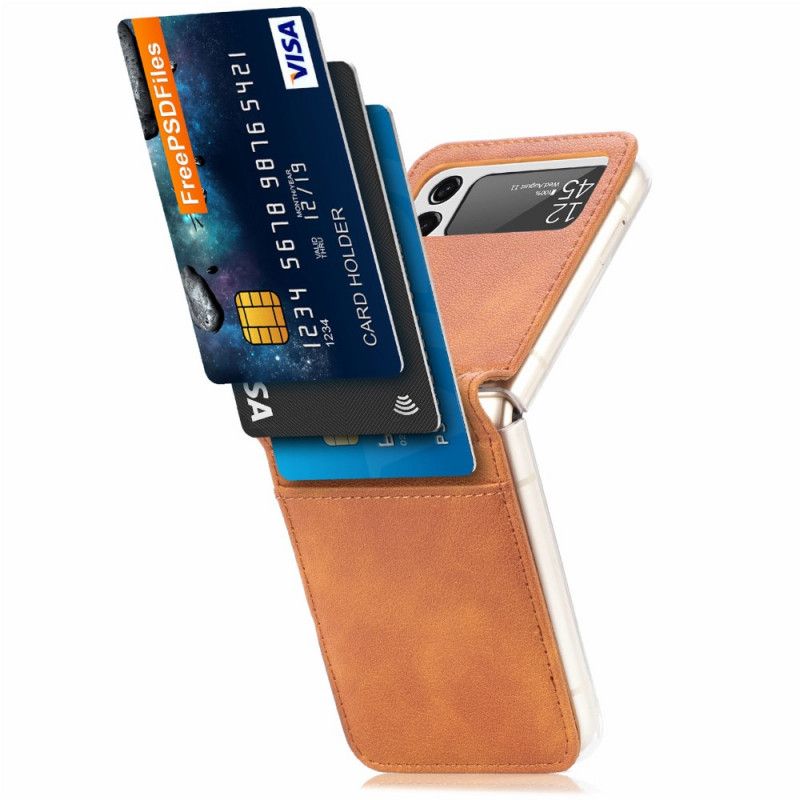 Hoesje Voor Samsung Galaxy Z Flip 3 5g Kaarthouder Met Leerstructuur
