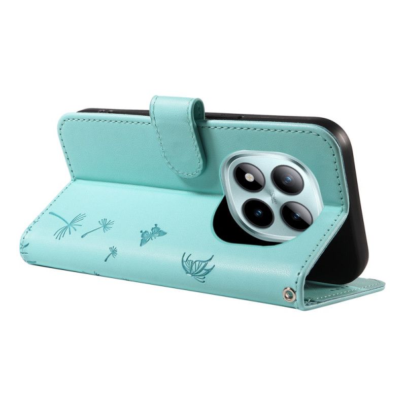 Flip Case Leren Xiaomi Redmi Note 15 Pro Plus 5g Paardenbloempatroon En Bandje