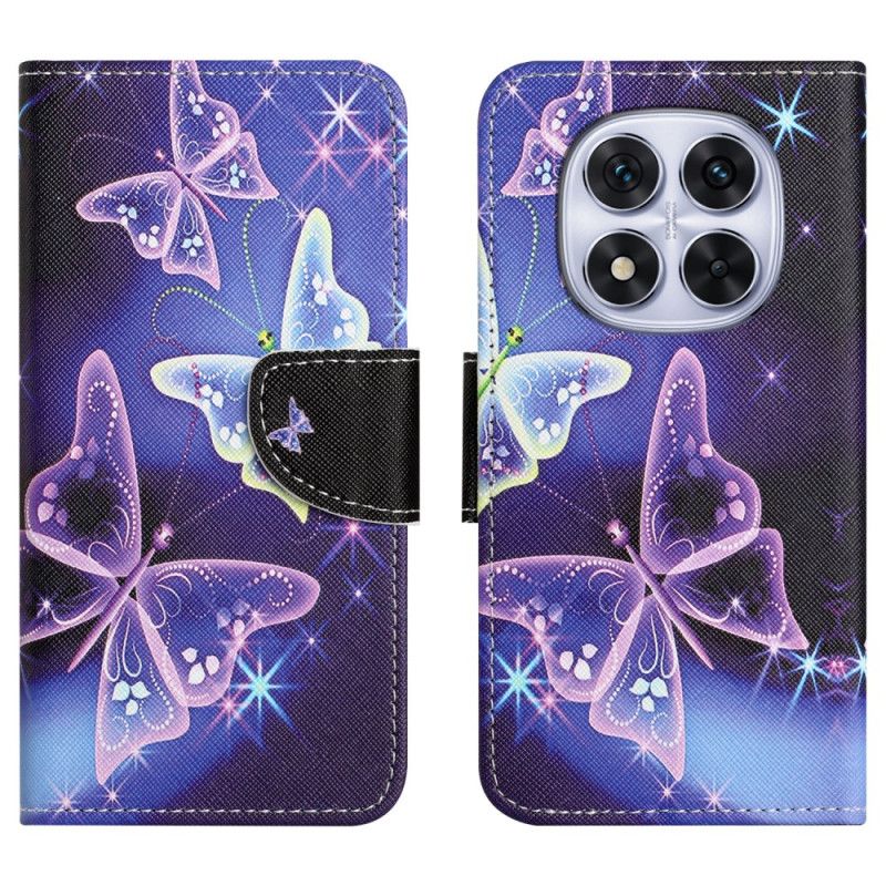 Flip Case Leren Xiaomi Redmi Note 15 Pro Plus 5g Sprankelende Vlinders