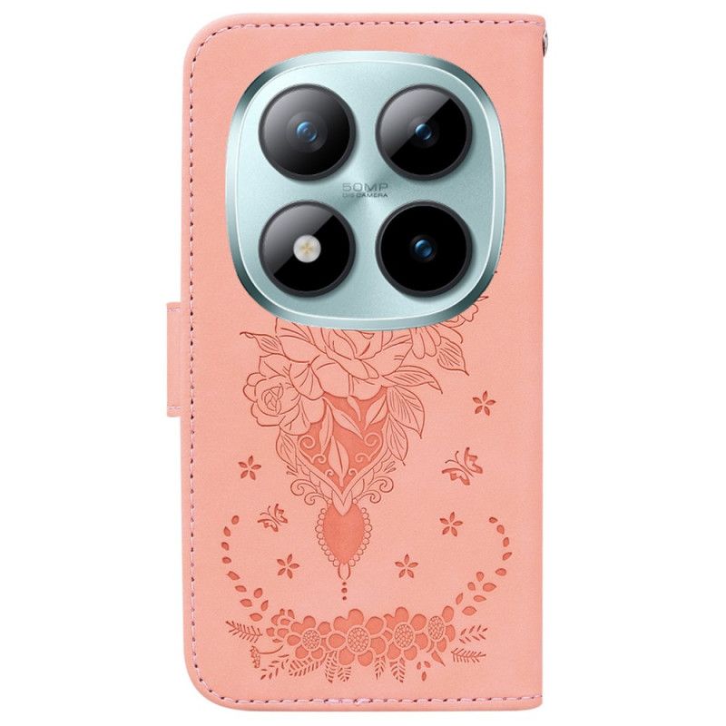 Flip Case Leren Xiaomi Redmi Note 15 Pro Plus 5g Vlinders En Rozen