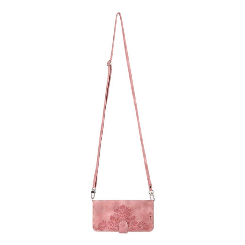 Folio-hoesje Xiaomi Redmi Note 15 Pro Plus 5g Bloemenpatroon Met Schouderband En Riem