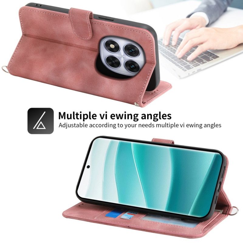 Folio-hoesje Xiaomi Redmi Note 15 Pro Plus 5g Bloemenpatroon Met Schouderband En Riem