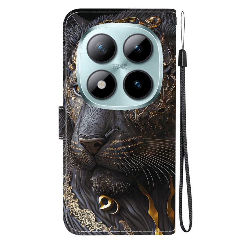 Folio-hoesje Xiaomi Redmi Note 15 Pro Plus 5g Telefoonhoesje Zwart-gouden Leeuw