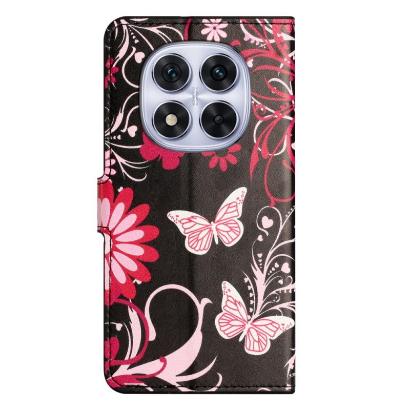 Folio-hoesje Xiaomi Redmi Note 15 Pro Plus 5g Vlinders Op Een Zwarte Achtergrond
