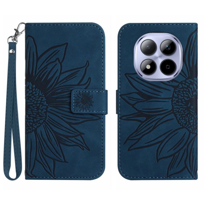 Folio-hoesje Xiaomi Redmi Note 15 Pro Plus 5g Zonnebloemprint Met Bandje