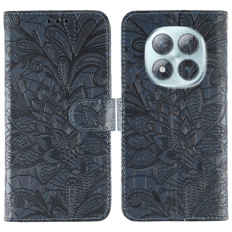 Leren Hoesje Voor Xiaomi Redmi Note 15 Pro Plus 5g Kanten Bloemenpatroon