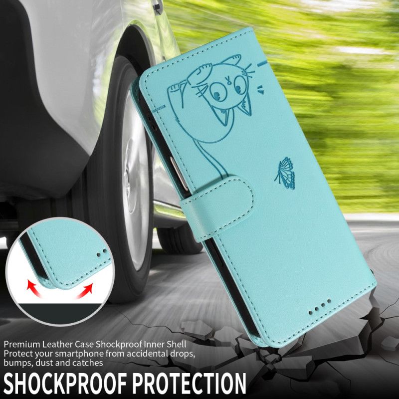 Leren Hoesje Voor Xiaomi Redmi Note 15 Pro Plus 5g Portemonnee Met Gegraveerde Kat