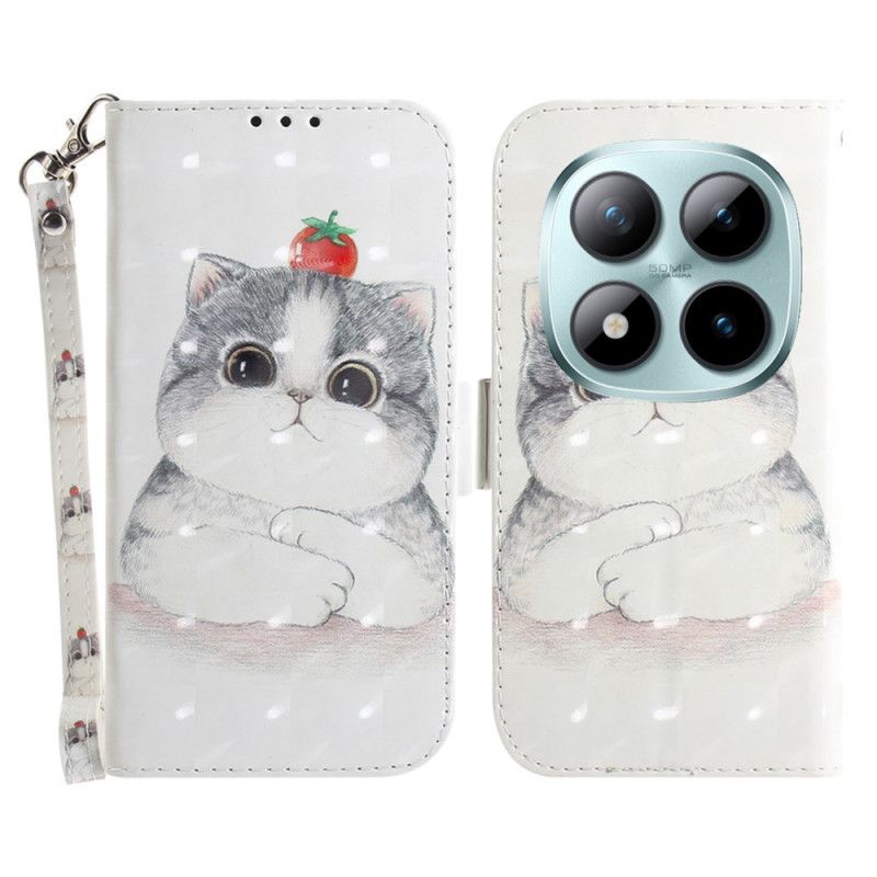 Leren Hoesje Voor Xiaomi Redmi Note 15 Pro Plus 5g Schattige Kat Met Riem