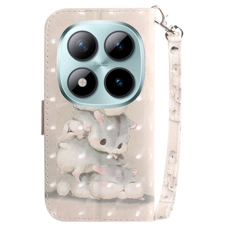 Leren Hoesje Voor Xiaomi Redmi Note 15 Pro Plus 5g Stapel Van Hamsters Met Riem