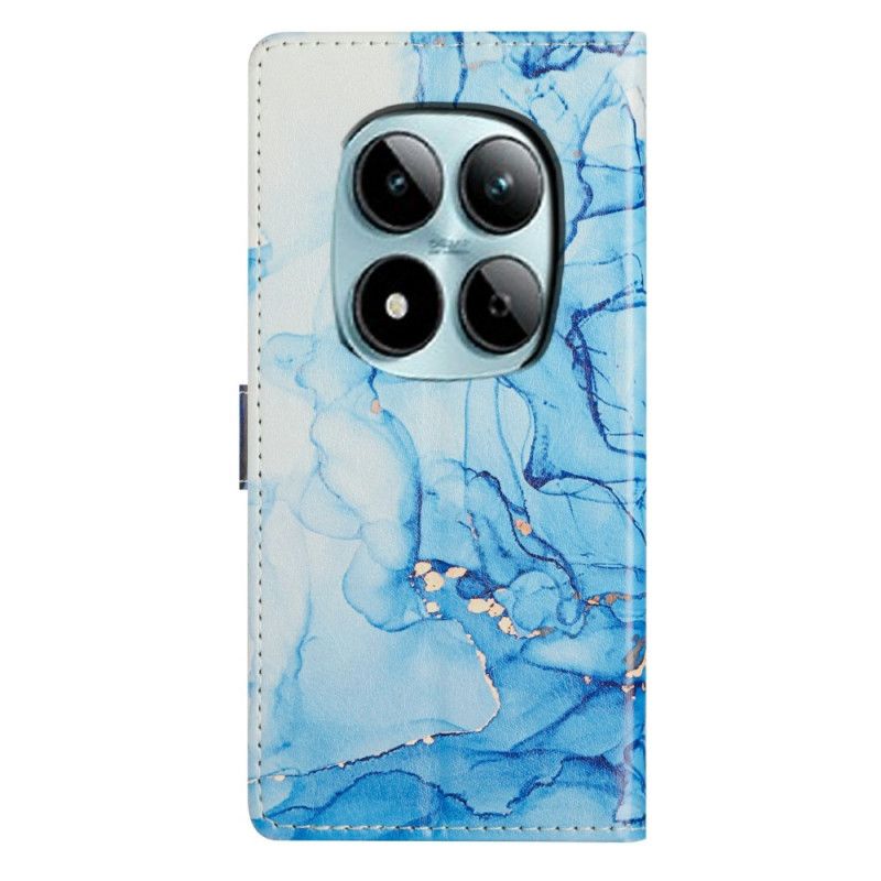 Leren Hoesje Xiaomi Redmi Note 15 Pro Plus 5g Blauw Marmer Effect