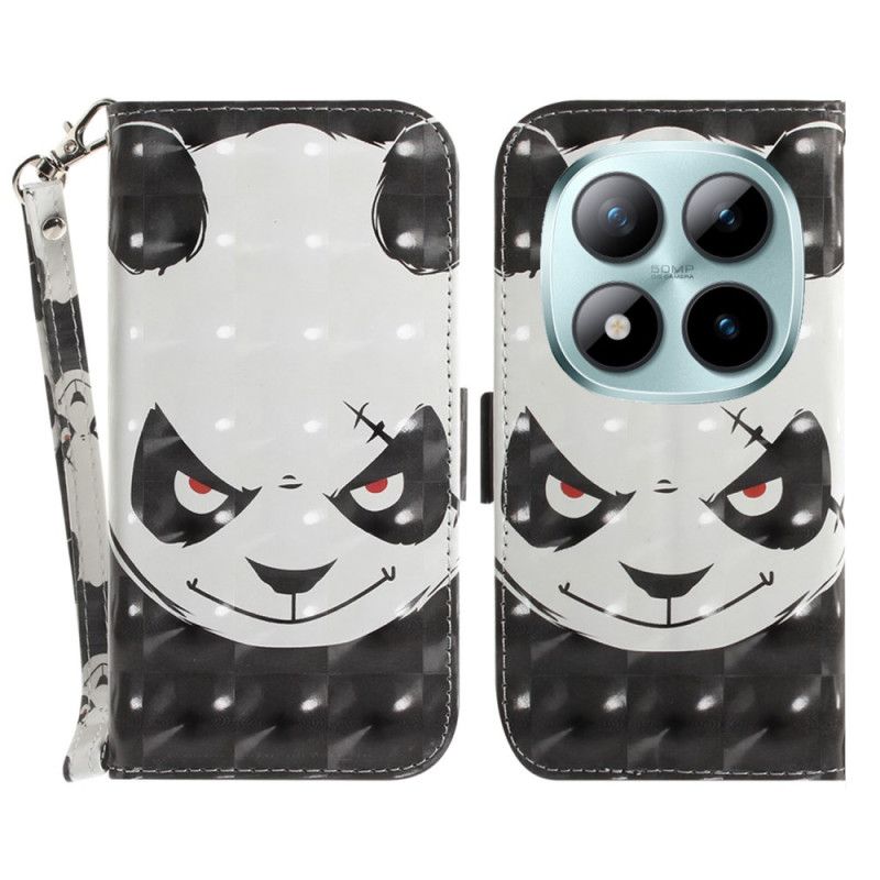 Leren Hoesje Xiaomi Redmi Note 15 Pro Plus 5g Boze Panda Met Bandjes