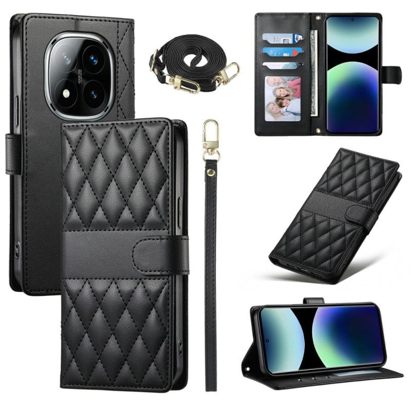 Leren Hoesje Xiaomi Redmi Note 15 Pro Plus 5g Gewatteerd Met Bandjes Bescherming Hoesje