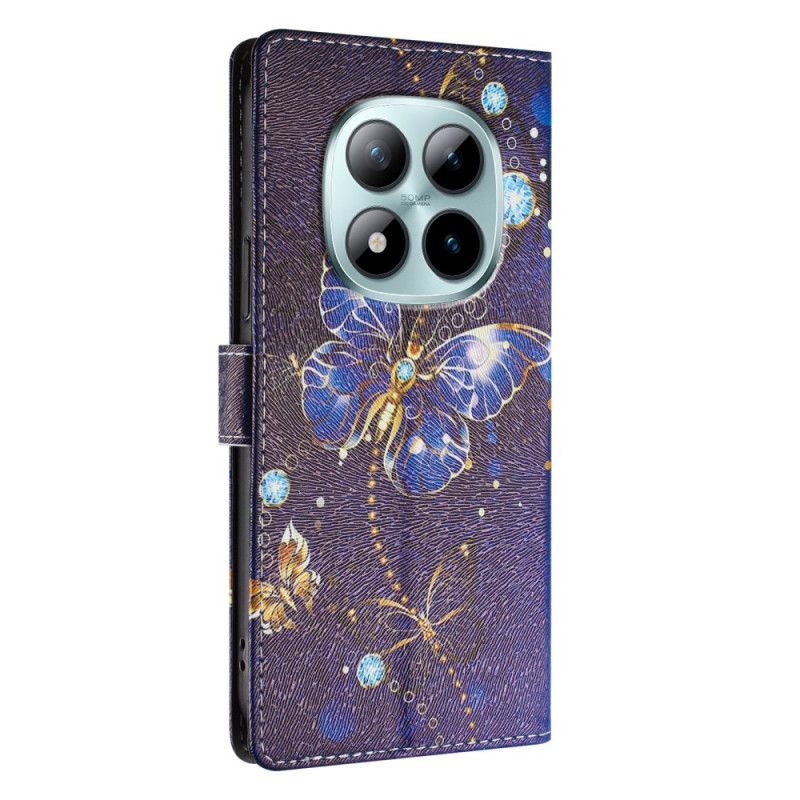 Leren Hoesje Xiaomi Redmi Note 15 Pro Plus 5g Kostbare Vlinders Bescherming Hoesje