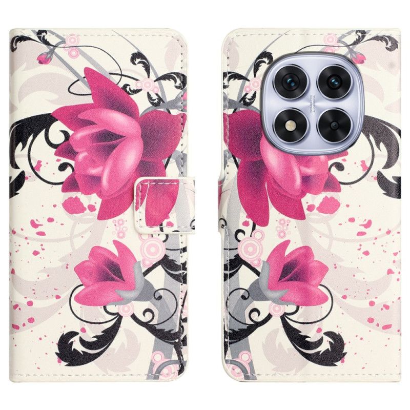 Leren Hoesje Xiaomi Redmi Note 15 Pro Plus 5g Lotuspatroon Bescherming Hoesje