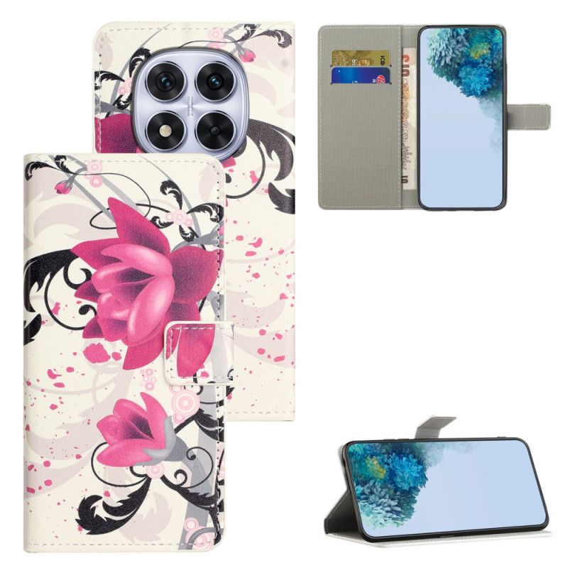 Leren Hoesje Xiaomi Redmi Note 15 Pro Plus 5g Lotuspatroon Bescherming Hoesje