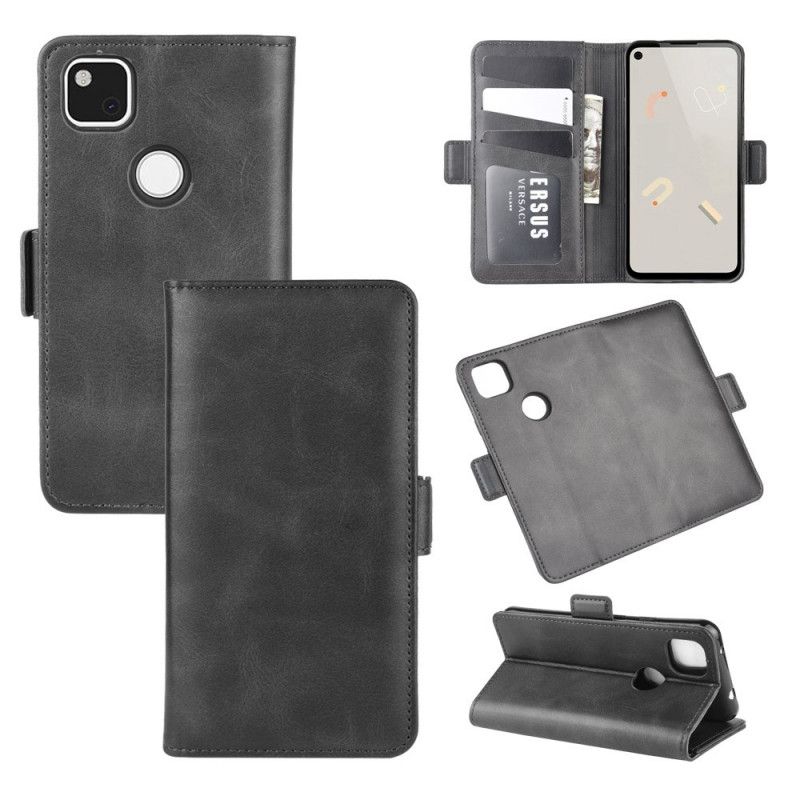Cover Folio-hoesje Google Pixel 4a Rood Zwart Telefoonhoesje Dubbele Klep