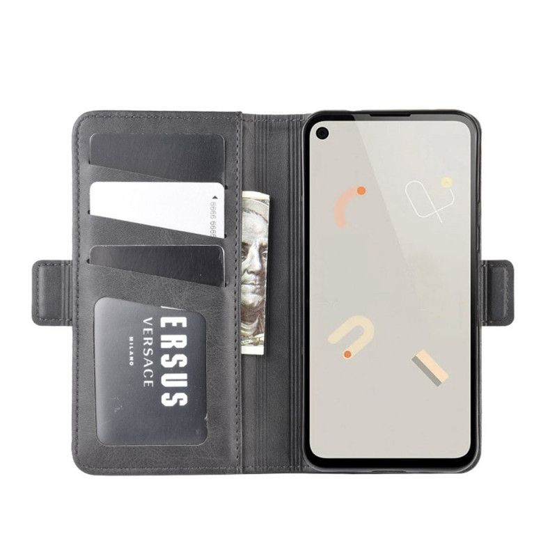 Cover Folio-hoesje Google Pixel 4a Rood Zwart Telefoonhoesje Dubbele Klep