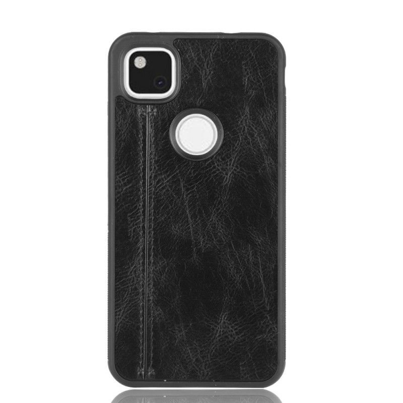 Cover Hoesje Google Pixel 4a Rood Zwart Telefoonhoesje Gestikt Leereffect