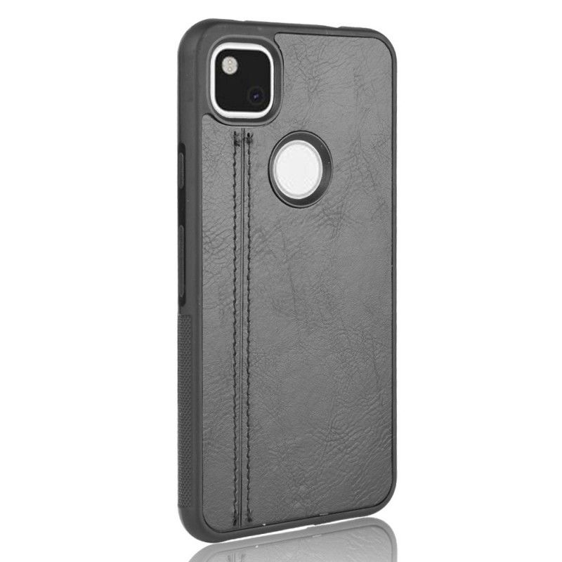 Cover Hoesje Google Pixel 4a Rood Zwart Telefoonhoesje Gestikt Leereffect