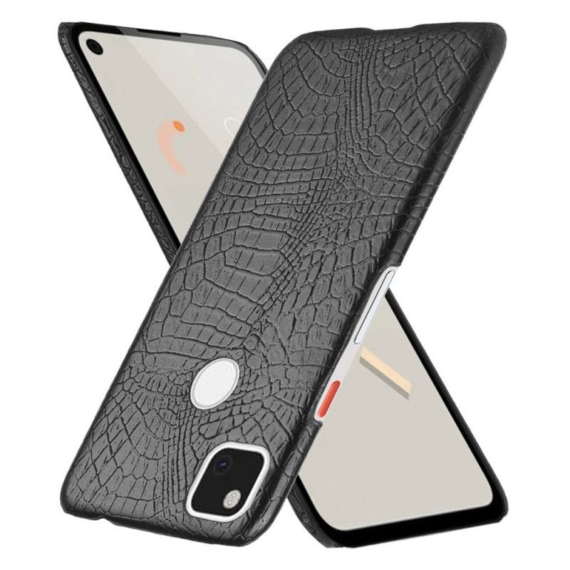 Cover Hoesje Google Pixel 4a Wit Zwart Telefoonhoesje Effect Van Krokodillenhuid