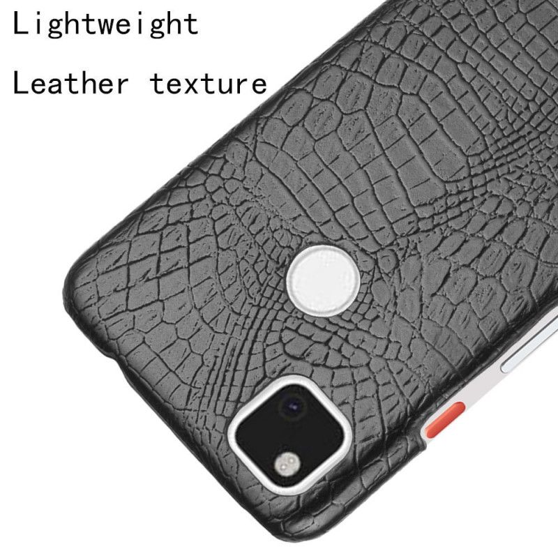 Cover Hoesje Google Pixel 4a Wit Zwart Telefoonhoesje Effect Van Krokodillenhuid