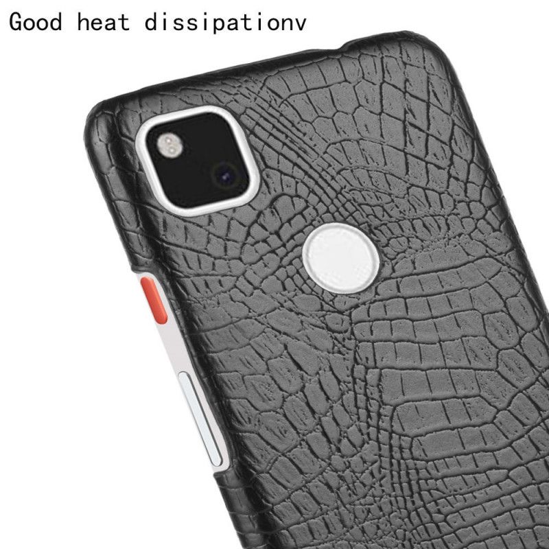 Cover Hoesje Google Pixel 4a Wit Zwart Telefoonhoesje Effect Van Krokodillenhuid