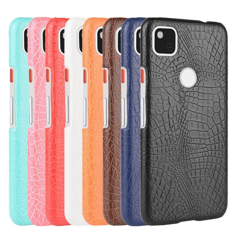Cover Hoesje Google Pixel 4a Wit Zwart Telefoonhoesje Effect Van Krokodillenhuid