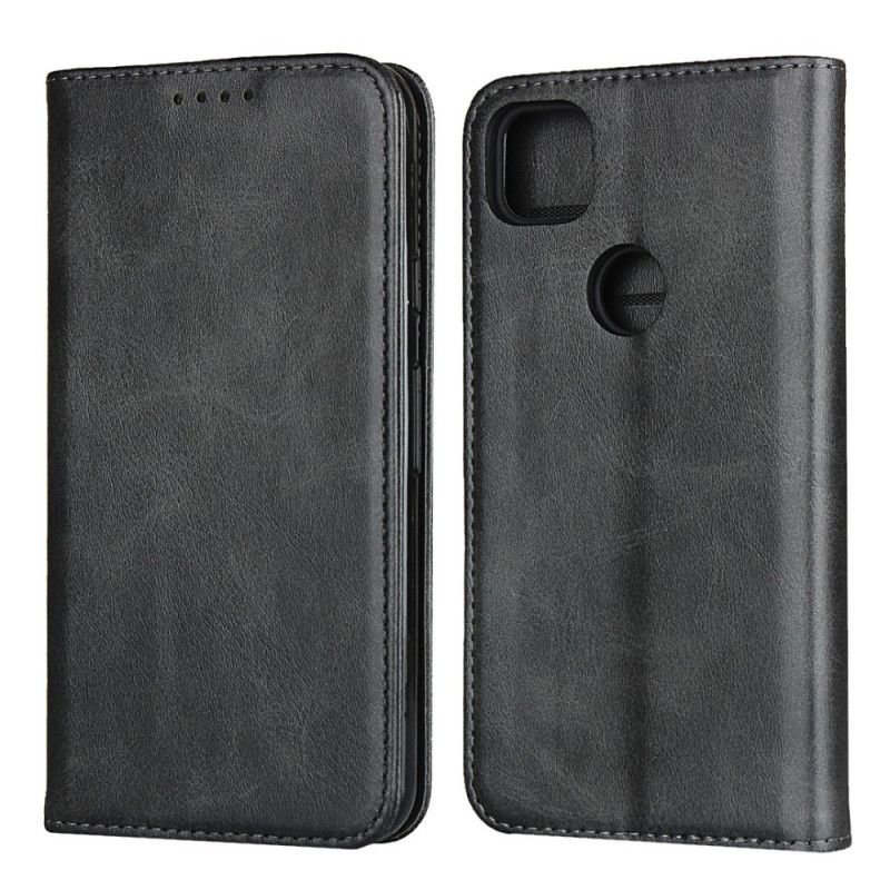 Folio-hoesje Google Pixel 4a Rood Zwart Premium Imitatieleren Stiksels