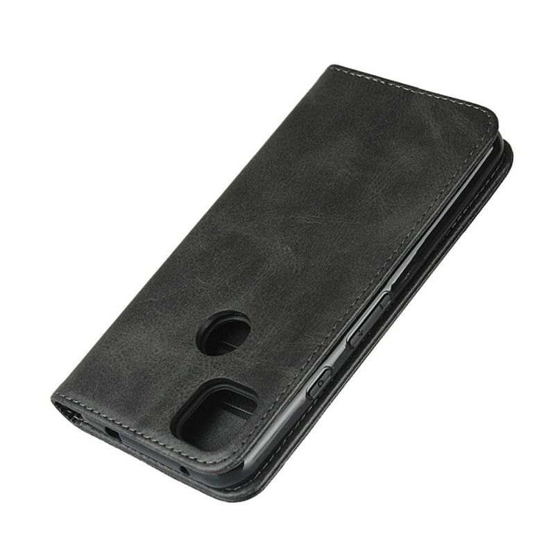Folio-hoesje Google Pixel 4a Rood Zwart Premium Imitatieleren Stiksels