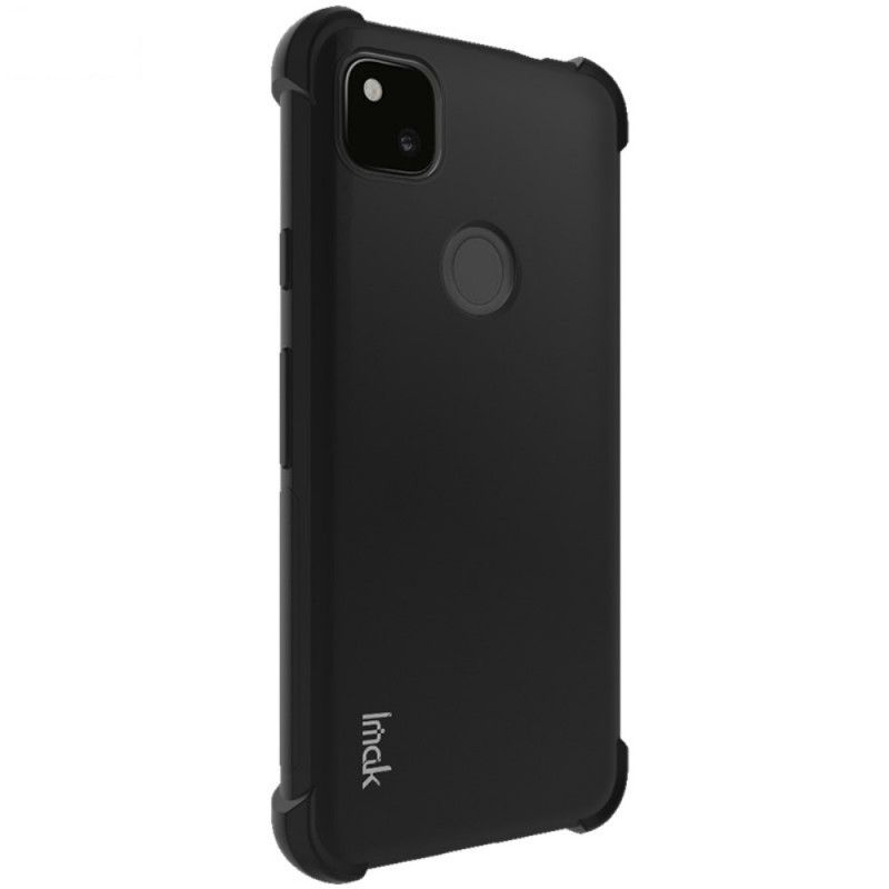 Hoesje voor Google Pixel 4a Grijs Zwart Flexibele Siliconen Met Imak-Schermfolie