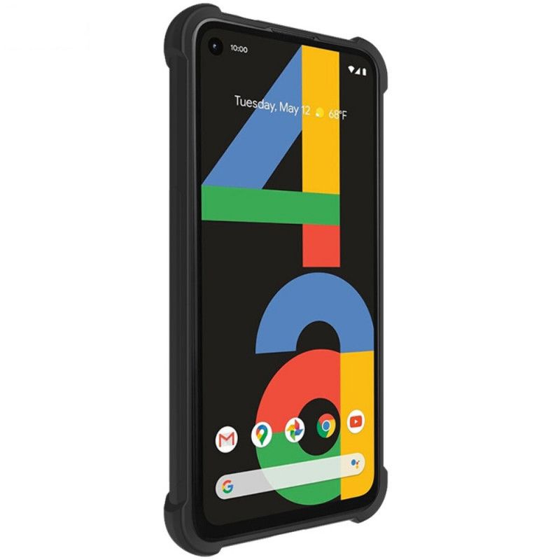 Hoesje voor Google Pixel 4a Grijs Zwart Flexibele Siliconen Met Imak-Schermfolie