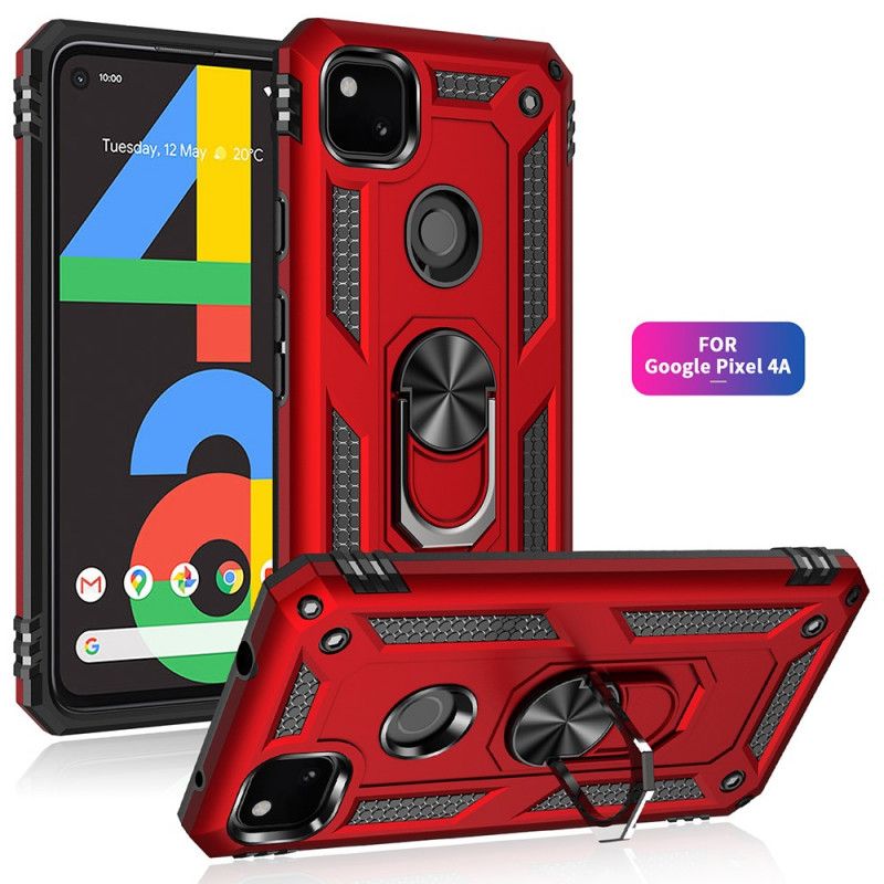 Hoesje voor Google Pixel 4a Rood Zwart Premium Ring