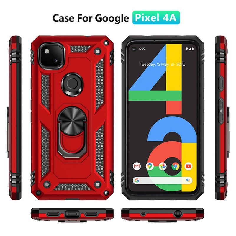 Hoesje voor Google Pixel 4a Rood Zwart Premium Ring
