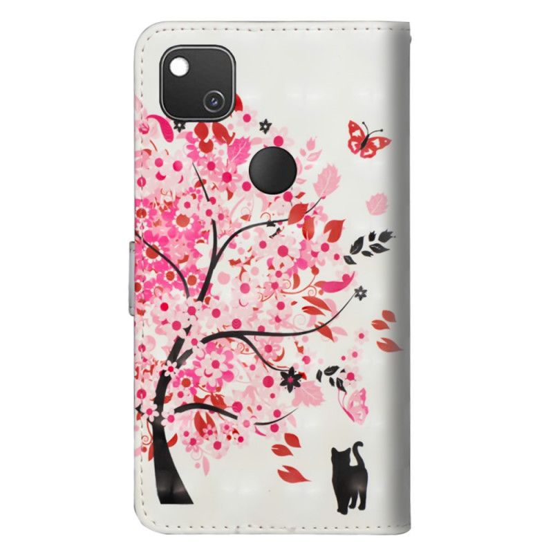 Leren Hoesje Google Pixel 4a Roze Boom